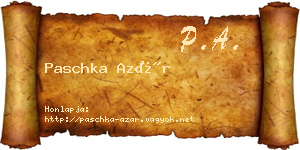Paschka Azár névjegykártya